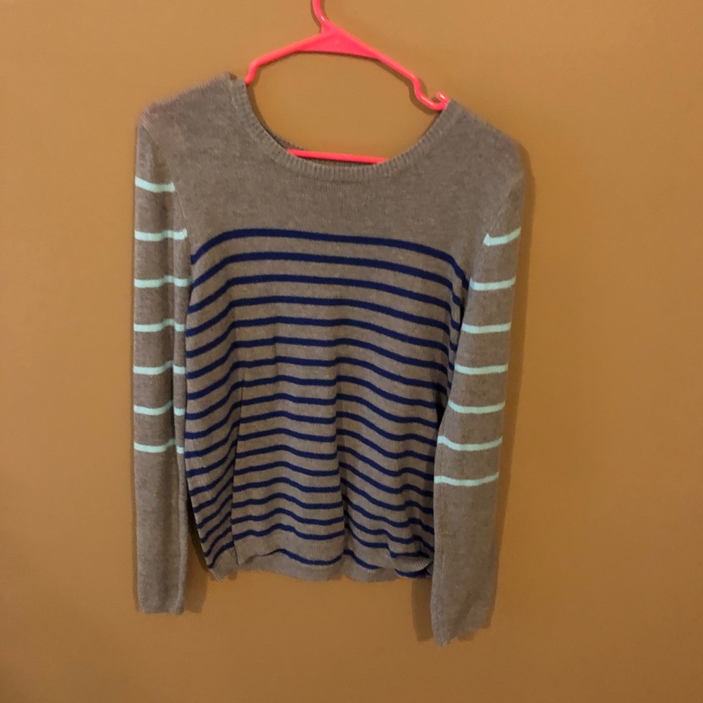 Blue and Grey Striped Sweater